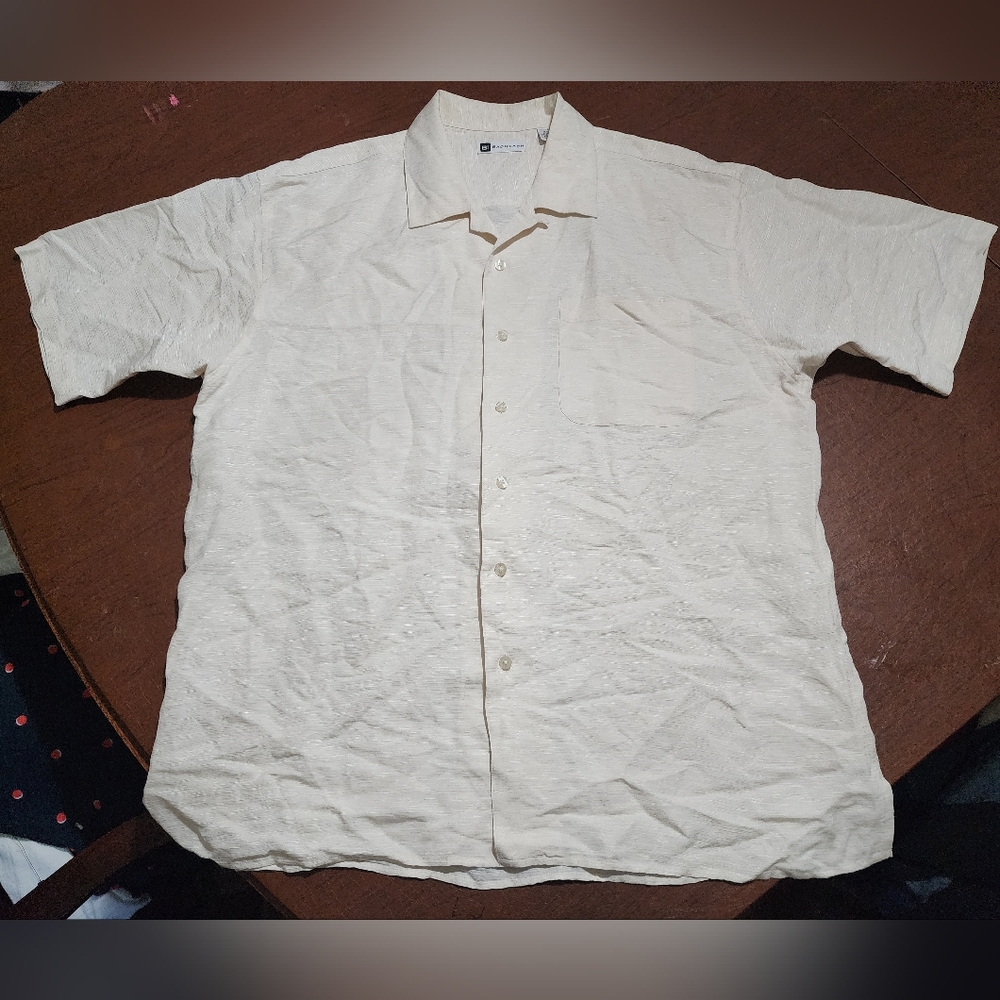 NWOT ... Bachrach Men's Cream Short Sleeve Shirt